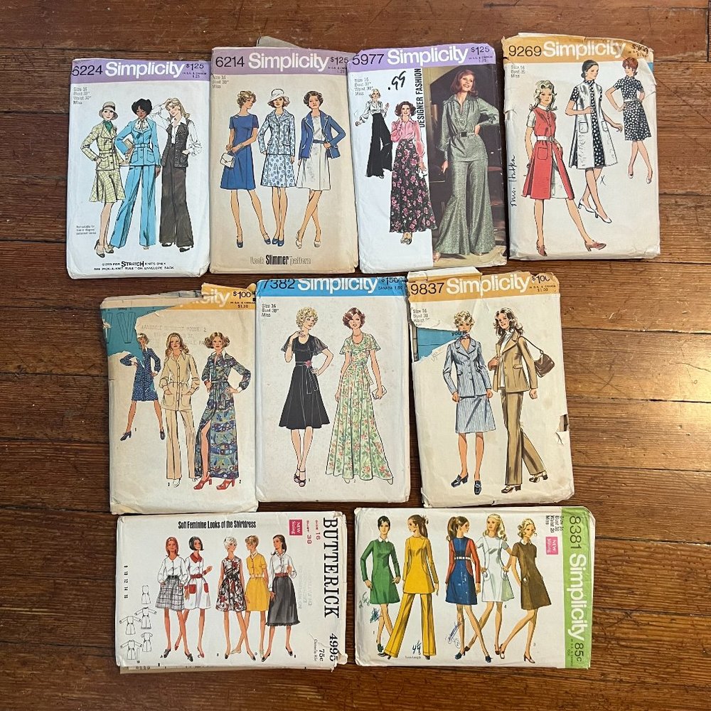 Vintage 70s Simplicity Sewing Pattern Lot 38" Bust